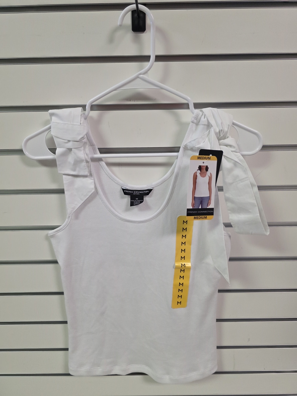 French Connection White Tie-Shoulder Tank Top - Medium